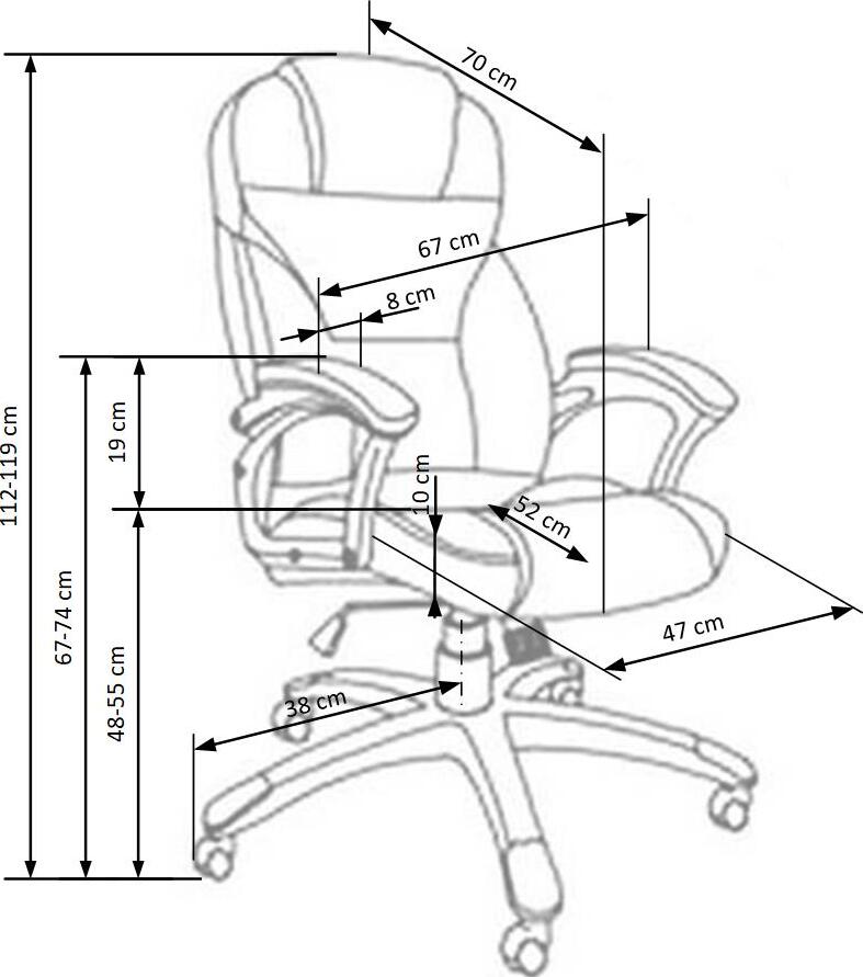 Office Chair Desmond | size: Width: 70cm, Height: 119cm, Depth: 67cm | color: Brown | image: 9 | variant: 1005084