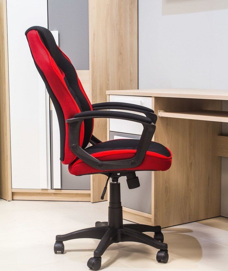 Office Chair Dudley | size: Width: 59cm, Height: 106-116cm, Depth: 49cm | color: Black/Red | image: 2 | variant: 1004217