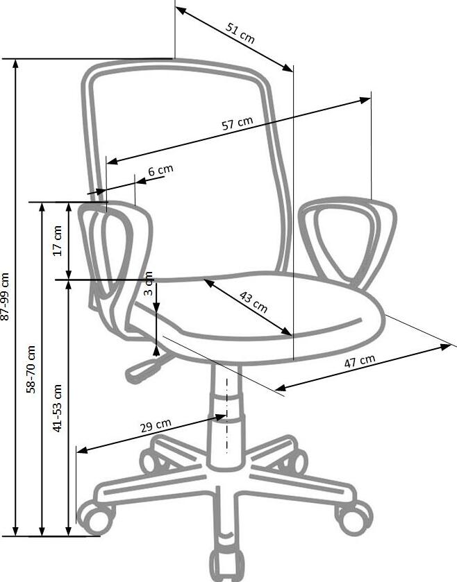 Office Chair East Abingdon | size: Width: 57cm, Height: 99cm, Depth: 56cm | color: Gray | image: 4 | variant: 1007000