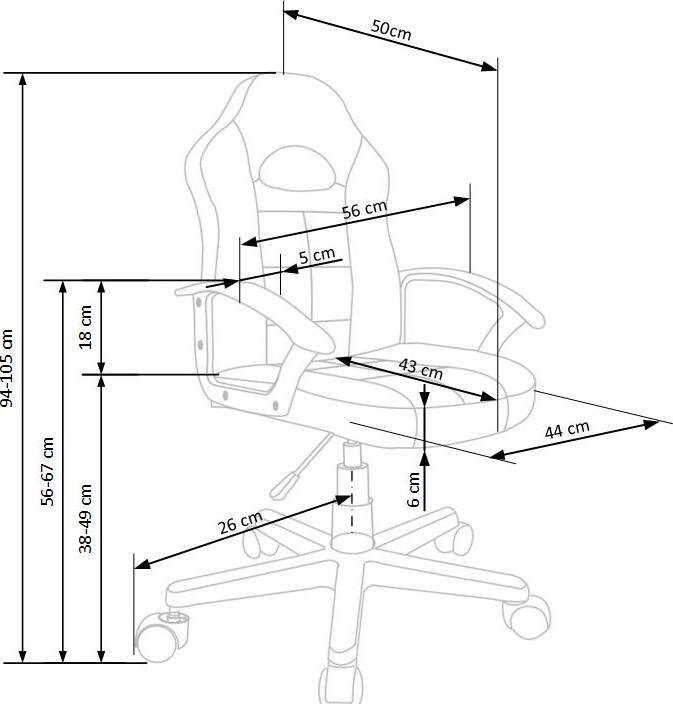 Office Chair East Basel | size: Width: 56cm, Height: 105cm, Depth: 50cm | color: Black/Red | image: 9 | variant: 1007006