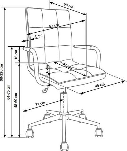 Office Chair East Bridgwater | size: Width: 53cm, Height: 109cm, Depth: 60cm | color: Gray | image: 2 | variant: 1007013