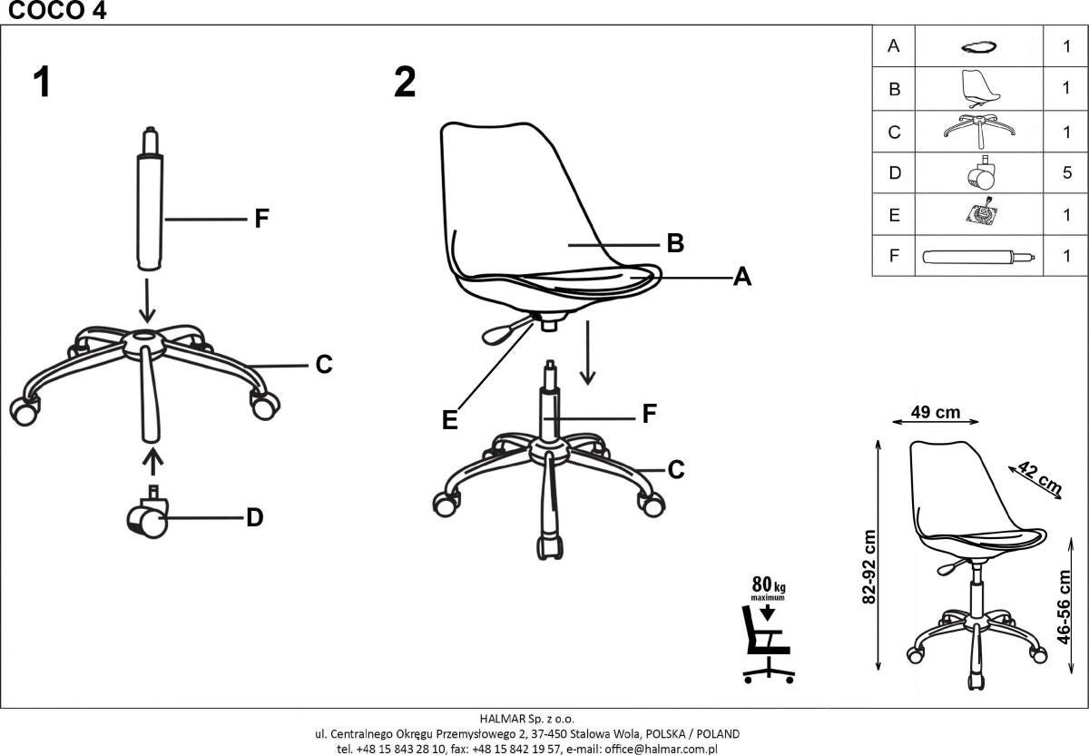 Office Chair East Bromsgrove | size: Width: 49cm, Height: 92cm, Depth: 42cm | color: Gray | image: 4 | variant: 1007014