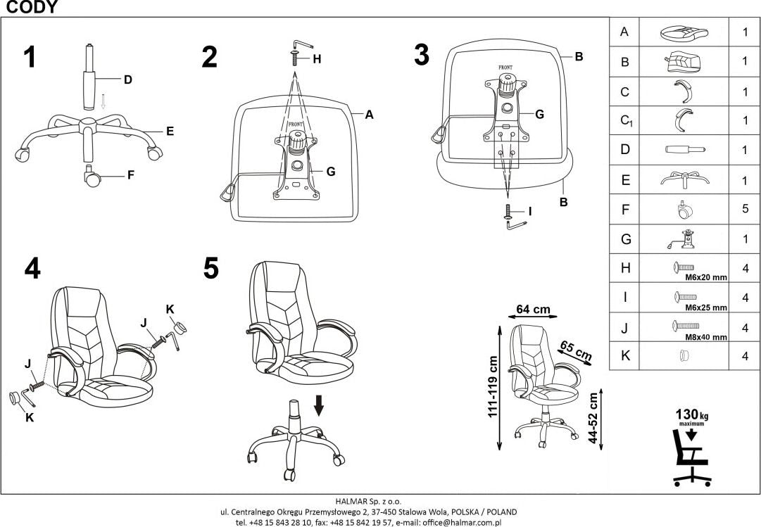 Office Chair East Huntingdon | size: Width: 64cm, Height: 119cm, Depth: 65cm | color: Brown | image: 4 | variant: 1007027
