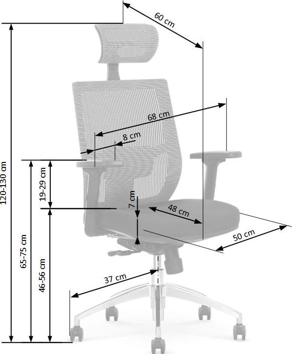Office Chair East Rawtenstall | size: Width: 68cm, Height: 130cm, Depth: 60cm | color: Gray | image: 3 | variant: 1007039