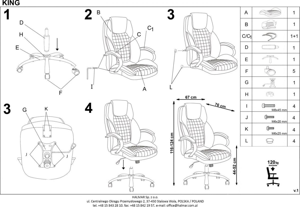 Office Chair King | size: Width: 76cm, Height: 124cm, Depth: 67cm | color: Black | image: 8 | variant: 1011576