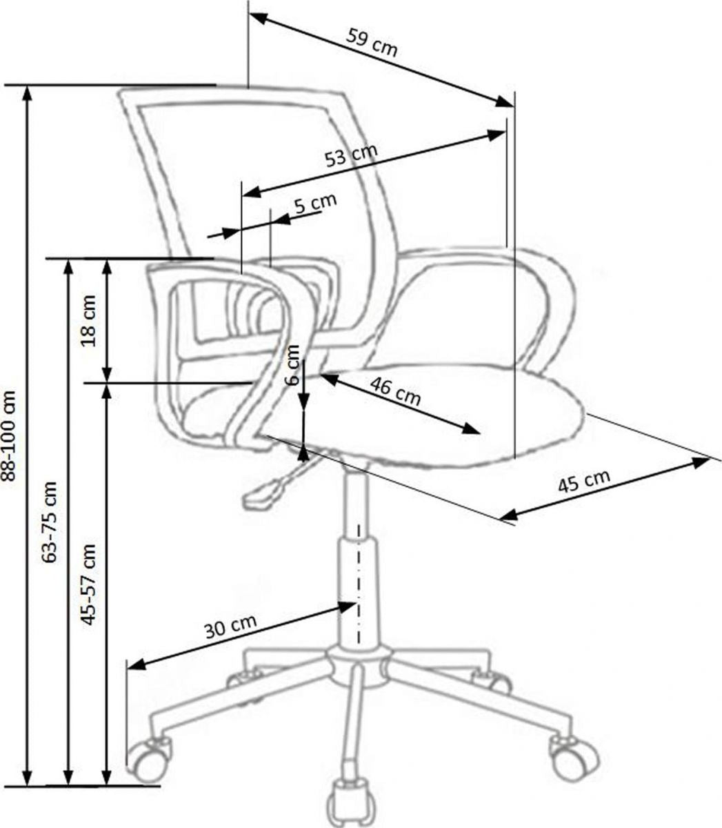 Office Chair Lecco | size: Width: 53cm, Height: 100cm, Depth: 59cm | color: White/Multicolor | image: 4 | variant: 1002913