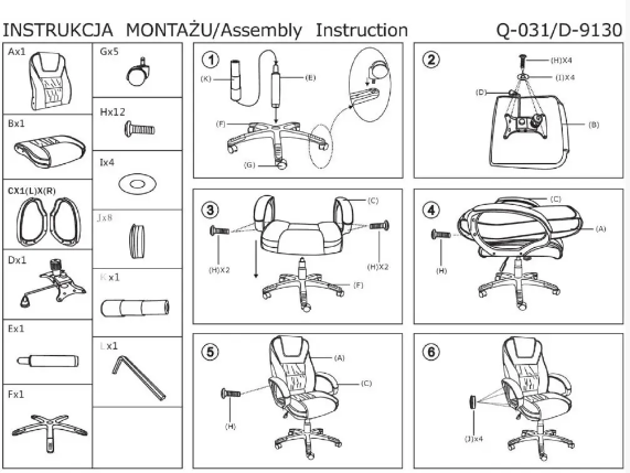 Office Chair Q-031 | size: Width: 64cm, Height: 112-150cm, Depth: 48cm | color: Gray | image: 2 | variant: 1005415