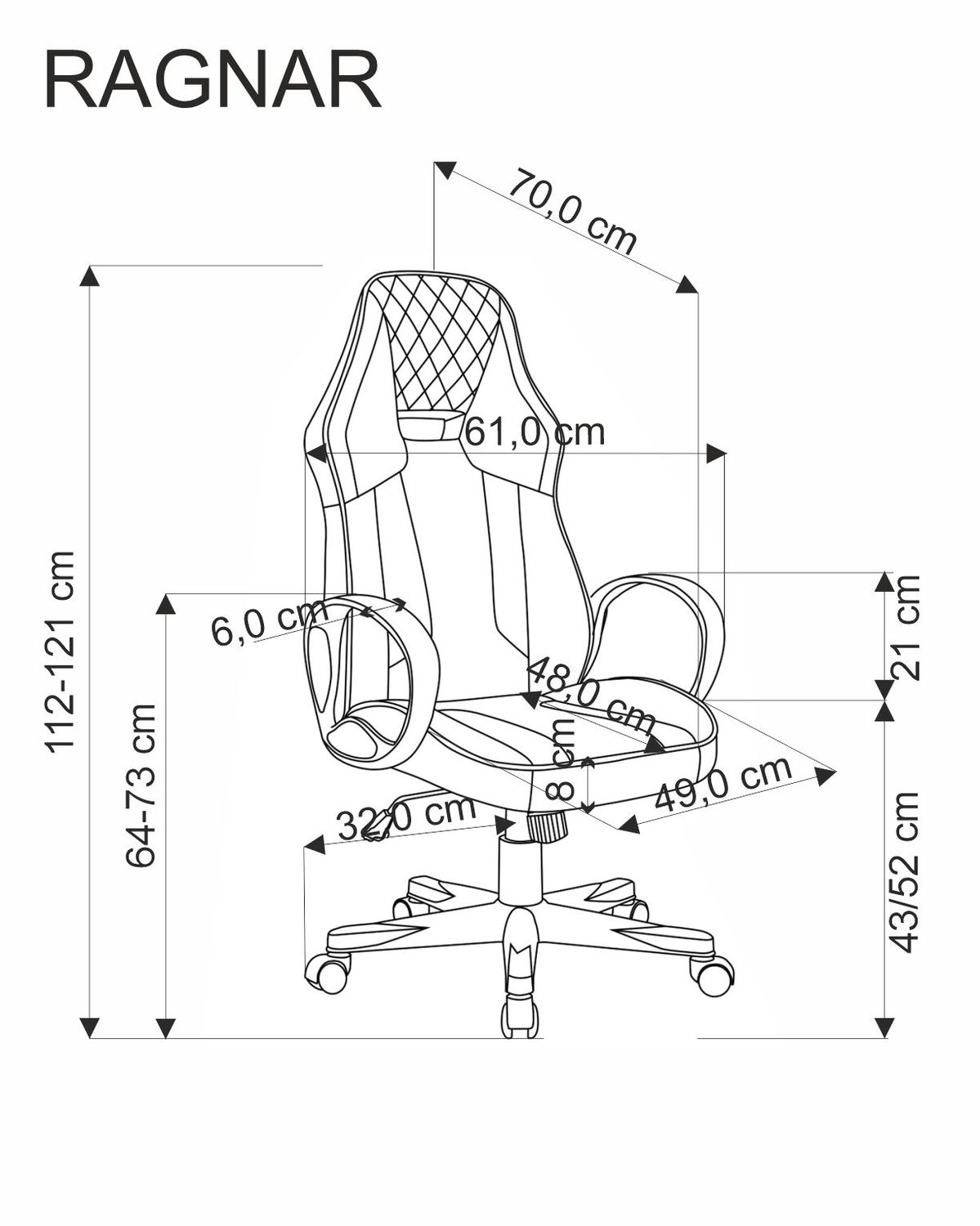 Office Chair Ragnar | size: Width: 61cm, Height: 121cm, Depth: 70cm | color: Black/Red | image: 1 | variant: 1017831
