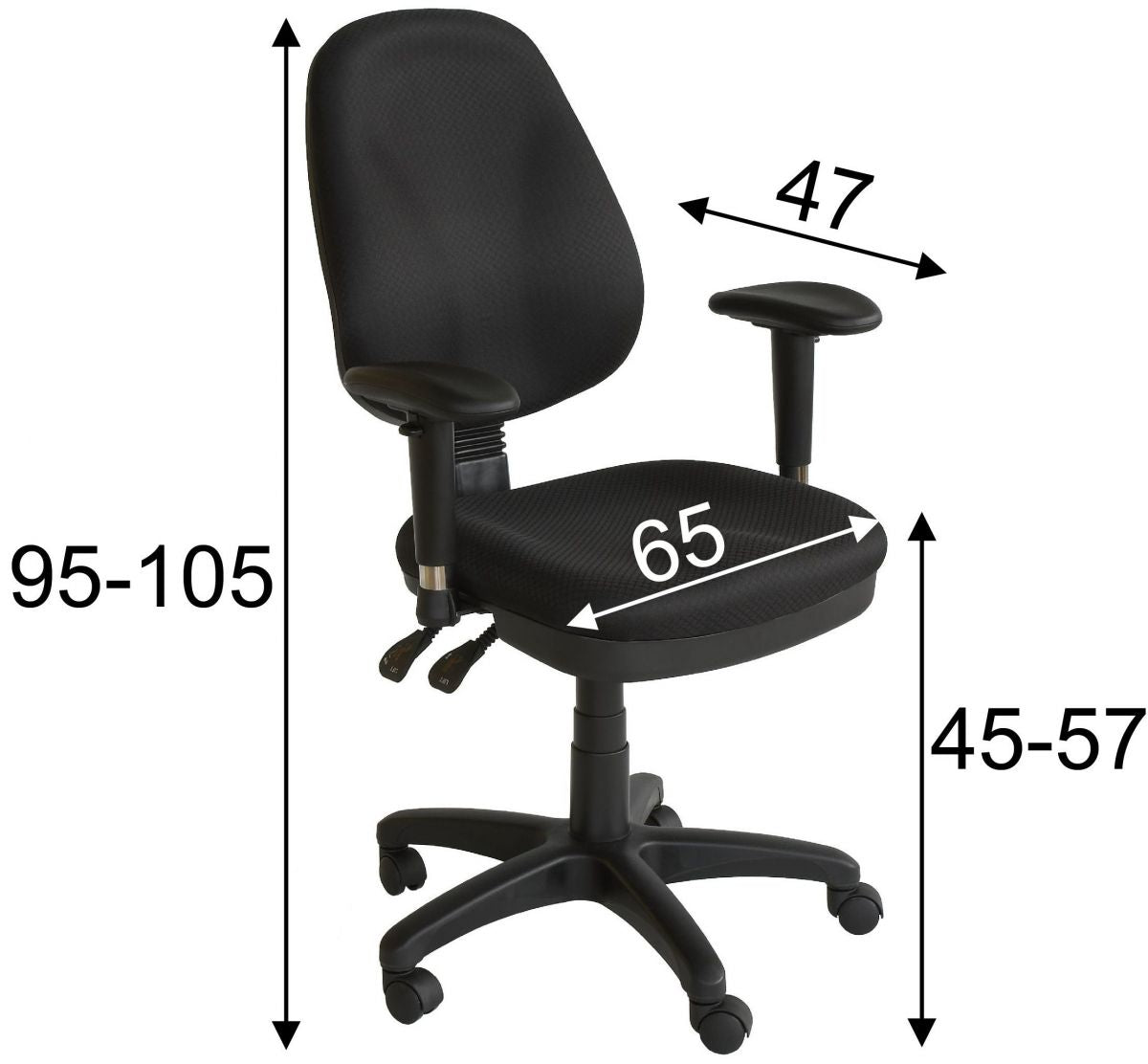 Office Chair Savona | size: Width: 65cm, Height: 96-108cm, Depth: 47cm | color: Black | image: 2 | variant: 1005318