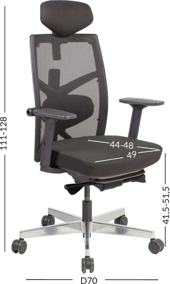 Office Chair Tune | size: Width: 70cm, Height: 111-128cm, Depth: 49cm | color: Black | image: 6 | variant: 1005340