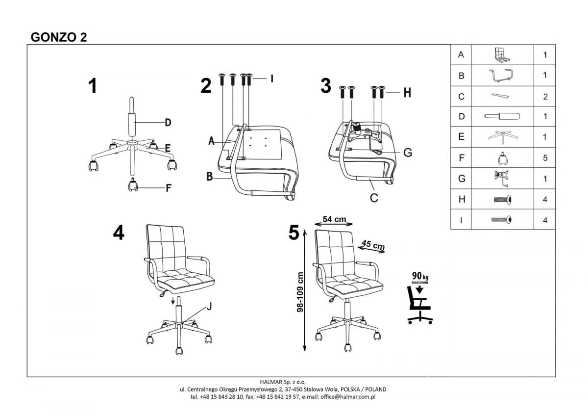 Office Chair Varese | size: Width: 53cm, Height: 110cm, Depth: 60cm | color: White | image: 4 | variant: 1002906