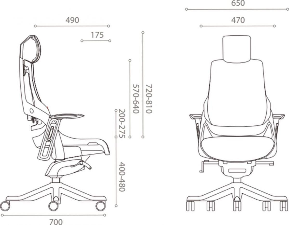 Office Chair Wau | size: Width: 70cm, Height: 129cm, Depth: 70cm | color: White/Grey | image: 10 | variant: 1005354