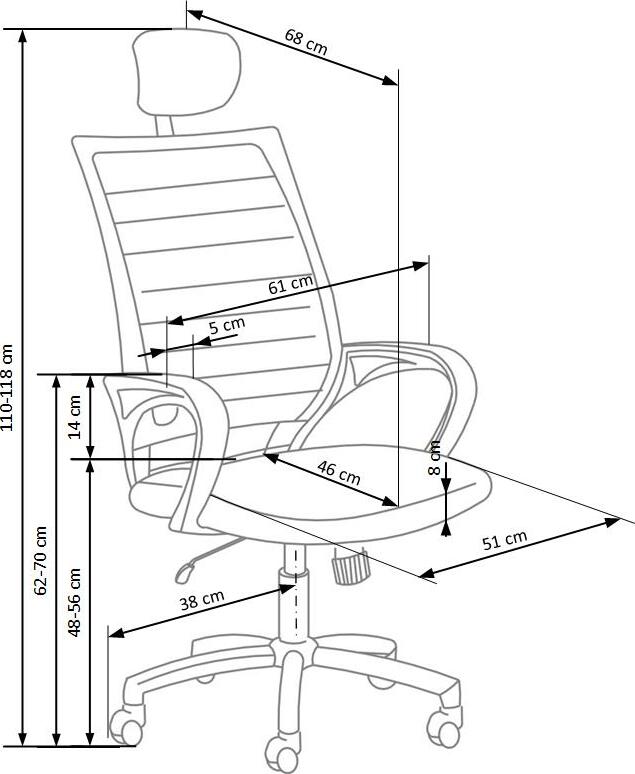 Office Chair West Braemar | size: Width: 61cm, Height: 118cm, Depth: 68cm | color: Black | image: 10 | variant: 1007106