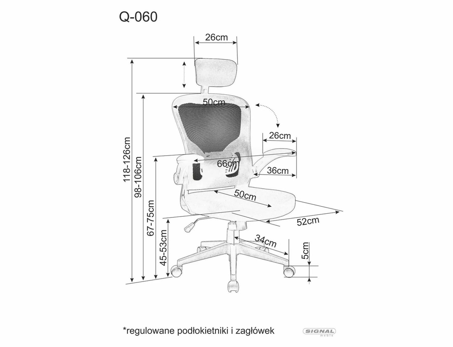 Office Chair West Cancun | size: Width: 66cm, Height: 126cm, Depth: 50cm | color: Black | image: 5 | variant: 1007940
