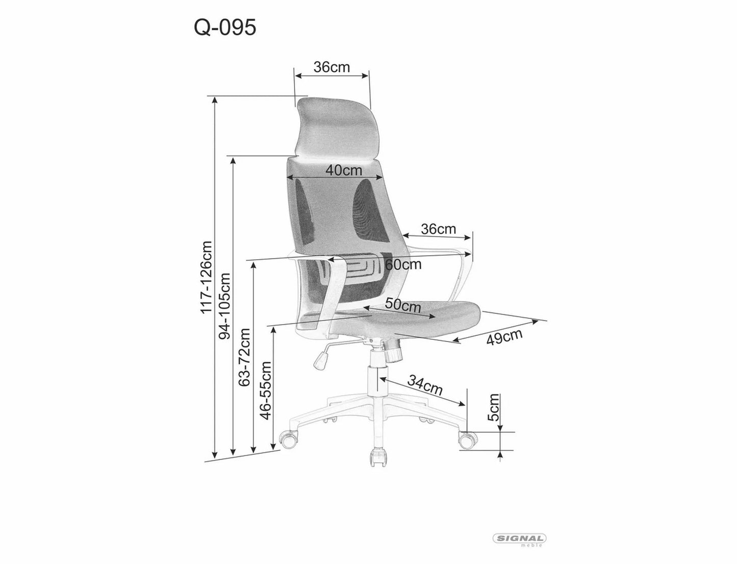 Office Chair West Cape Town | size: Width: 60cm, Height: 126cm, Depth: 50cm | color: Black | image: 5 | variant: 1007941