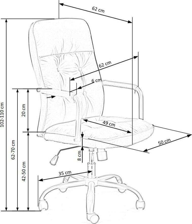 Office Chair West Fort William | size: Width: 54cm, Height: 110cm, Depth: 57cm | color: Gray | image: 9 | variant: 1007100