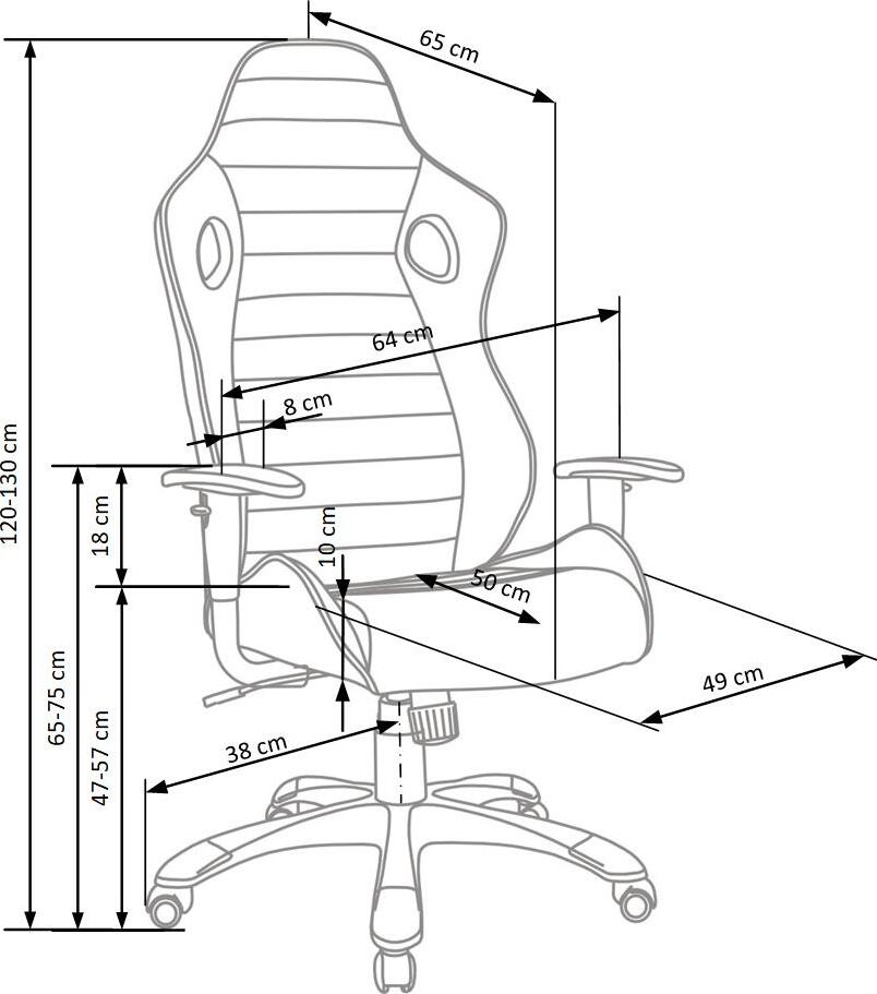 Office Chair West Lincoln | size: Width: 64cm, Height: 130cm, Depth: 65cm | color: Black | image: 3 | variant: 1007077
