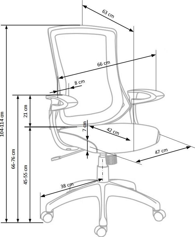 Office Chair West Portree | size: Width: 66cm, Height: 114cm, Depth: 63cm | color: Gray | image: 4 | variant: 1007102