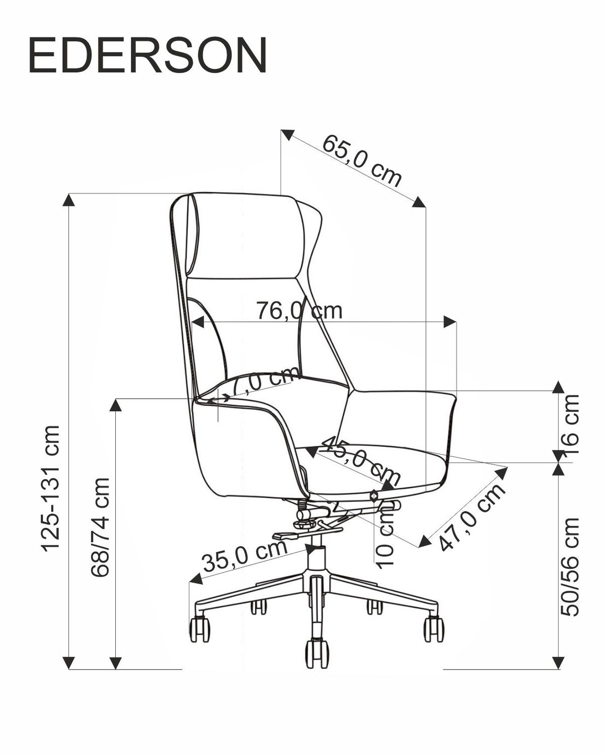 Office Chair West Rezekne | size: Width: 76cm, Height: 131cm, Depth: 65cm | color: Brown | image: 1 | variant: 1007565