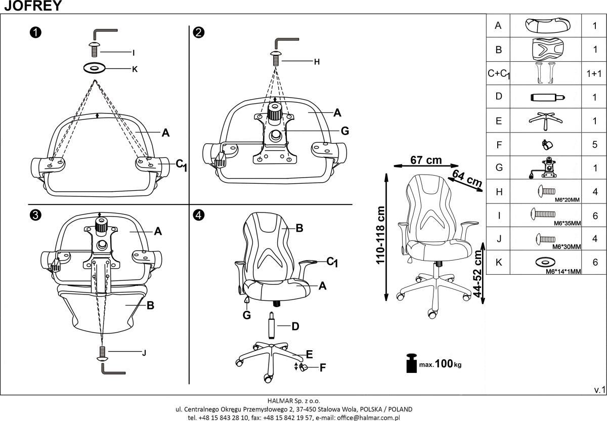 Office Chair West St Ives | size: Width: 66cm, Height: 117cm, Depth: 64cm | color: Gray | image: 8 | variant: 1007069