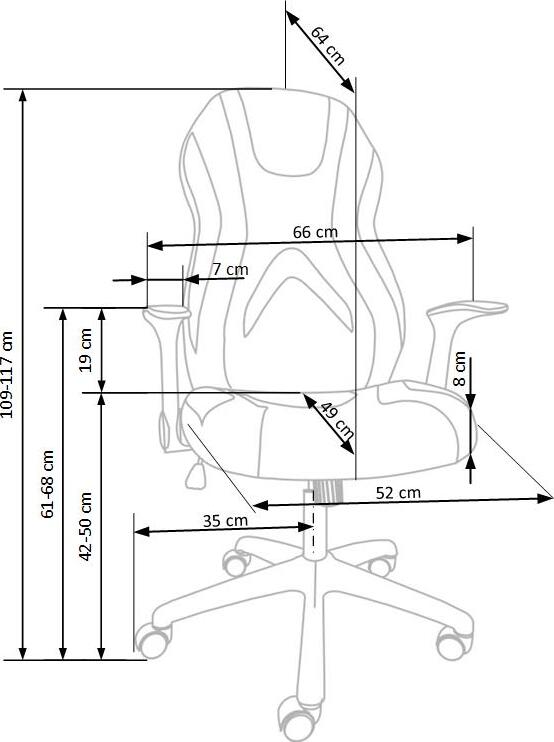 Office Chair West St Ives | size: Width: 66cm, Height: 117cm, Depth: 64cm | color: Gray | image: 9 | variant: 1007069