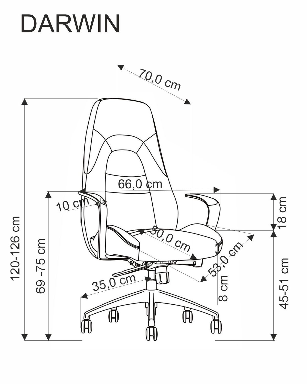 Office Chair West Ventspils | size: Width: 66cm, Height: 126cm, Depth: 70cm | color: Brown | image: 1 | variant: 1007564