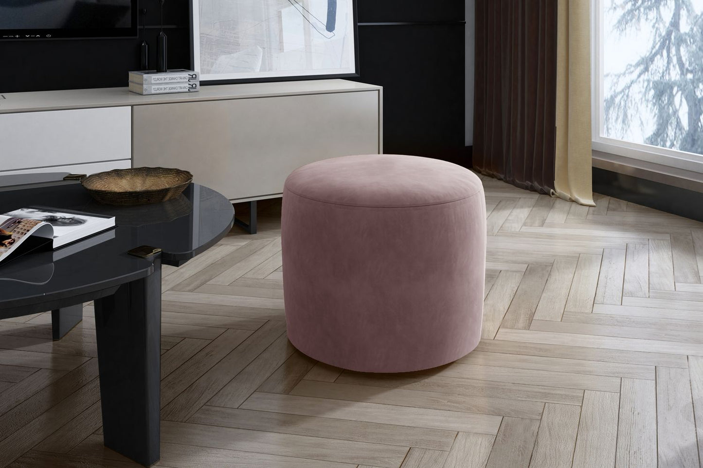 Pouf Linsy | size: Width: 40cm, Height: 43cm, Depth: 40cm | color: Mat/Velvet | image: 1 | variant: 1005878