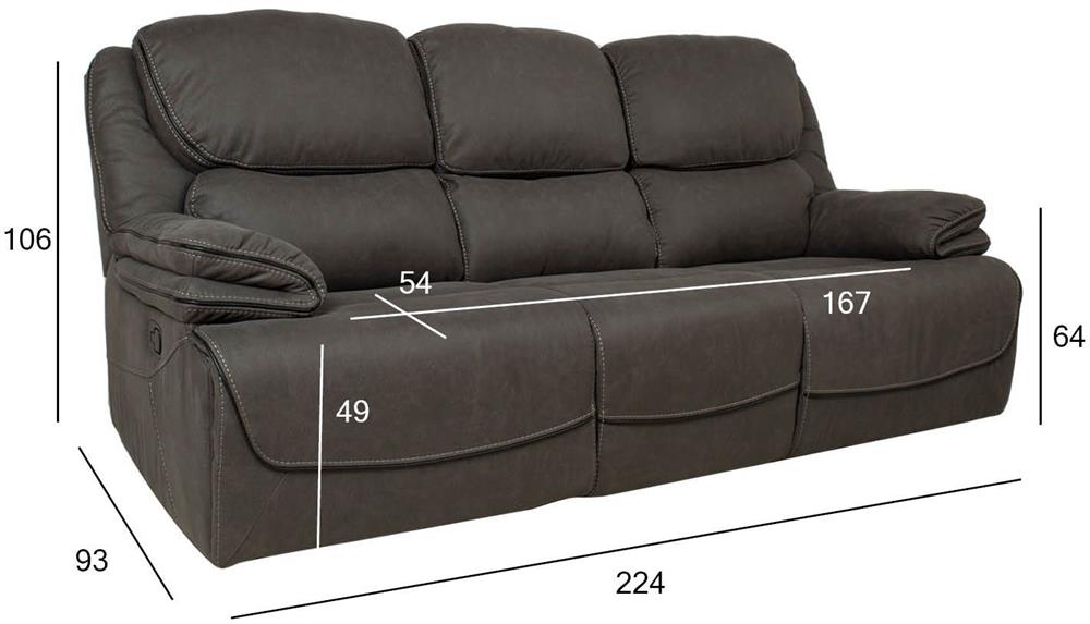 Recliner Gordy | size: Length: 93cm, Height: 106cm, Depth: 224cm | color: Gray | image: 6 | variant: 1017627