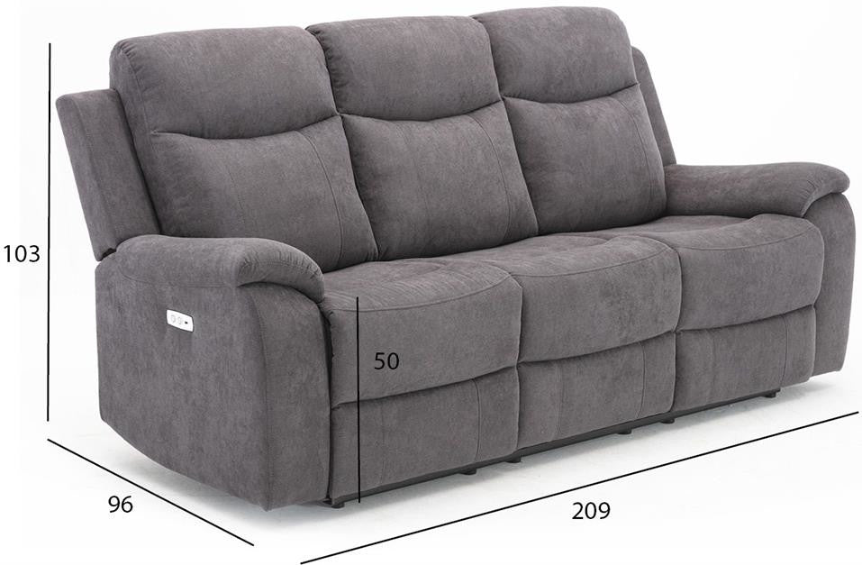 Recliner Warwick | size: Length: 96cm, Height: 103cm, Depth: 209cm | color: Gray | image: 4 | variant: 1006304