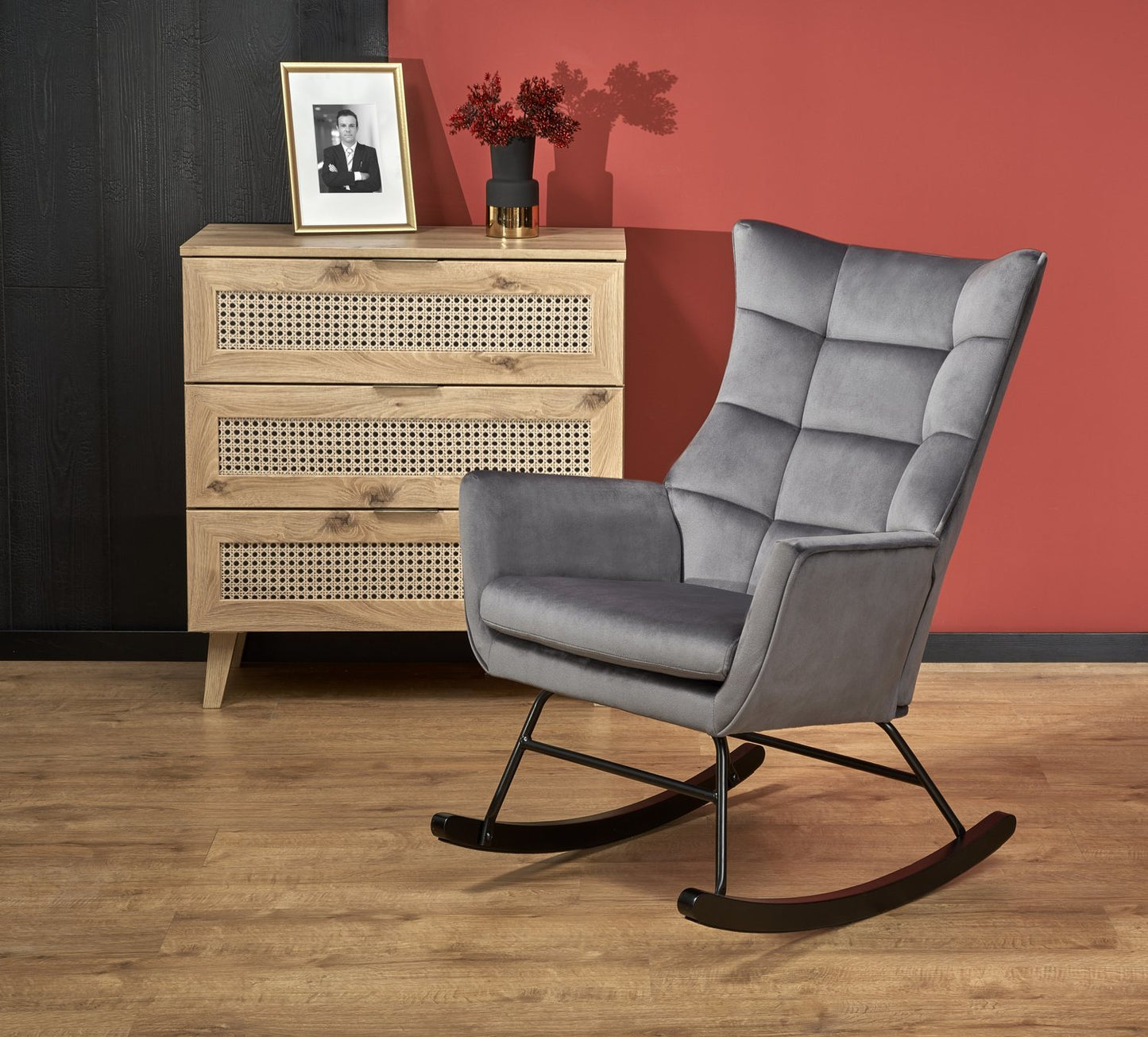 Rocking Chair West Hay | size: Width: 70cm, Height: 90cm, Depth: 90cm | color: Gray | image: 2 | variant: 1007354