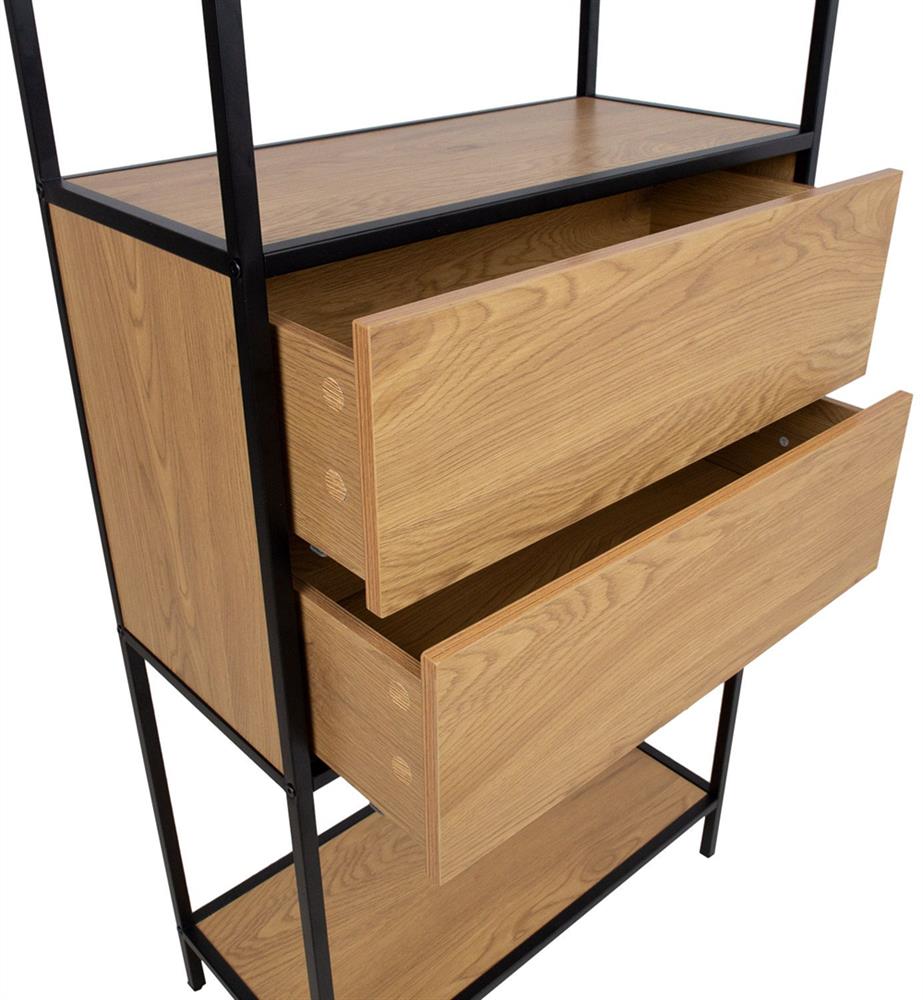 Shelf Hedvig 2 | size: Width: 64cm, Height: 178cm, Depth: 30cm | color: Black/Oak | image: 3 | variant: 1016708