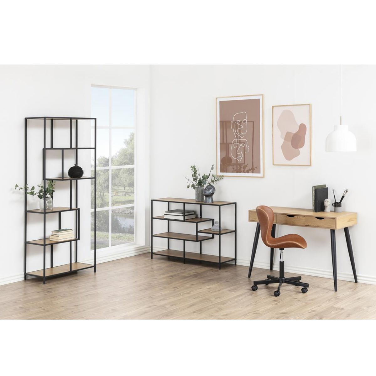 Shelf Seaford 2 | size: Width: 77cm, Height: 185cm, Depth: 35cm | color: Black | image: 4 | variant: 1000413