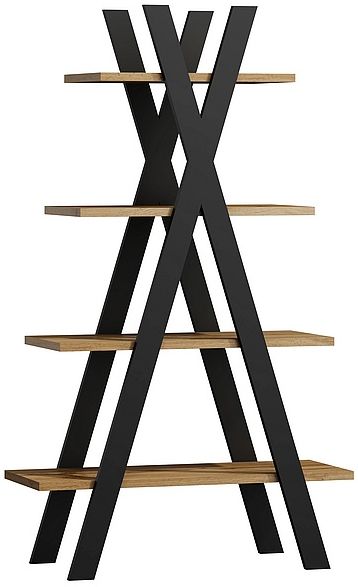 Shelf West Catanzaro | size: Width: 80cm, Height: 136cm, Depth: 30cm | color: Black/Oak | image: 0 | variant: 1007894