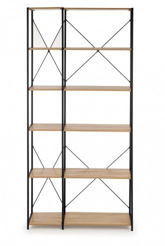 Shelf West Henley | size: Width: 90cm, Height: 190cm, Depth: 30cm | color: Black/Oak | image: 1 | variant: 1007157