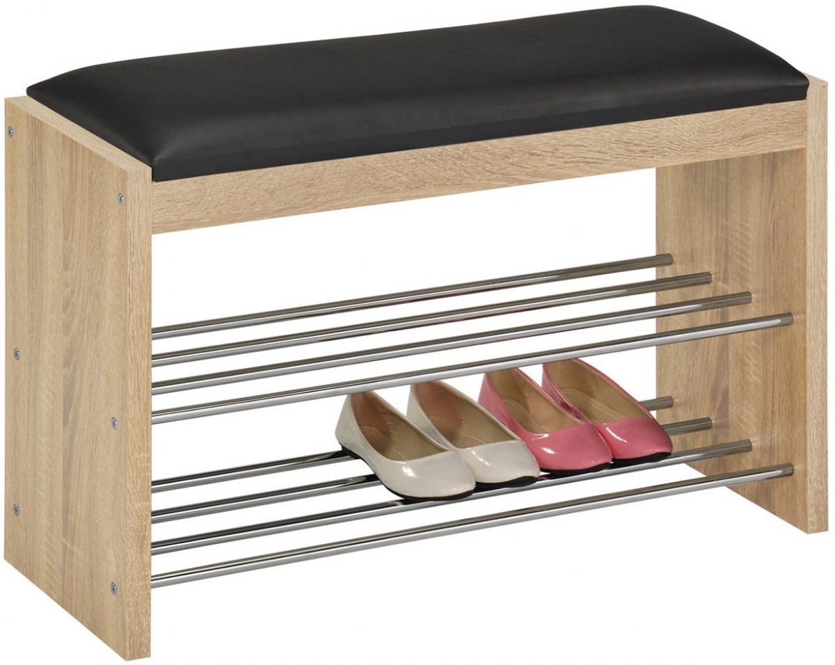 Shoe Cabinet Whitby | size: Width: 79.5cm, Height: 50cm, Depth: 30cm | color: Black/Oak | image: 2 | variant: 1000249