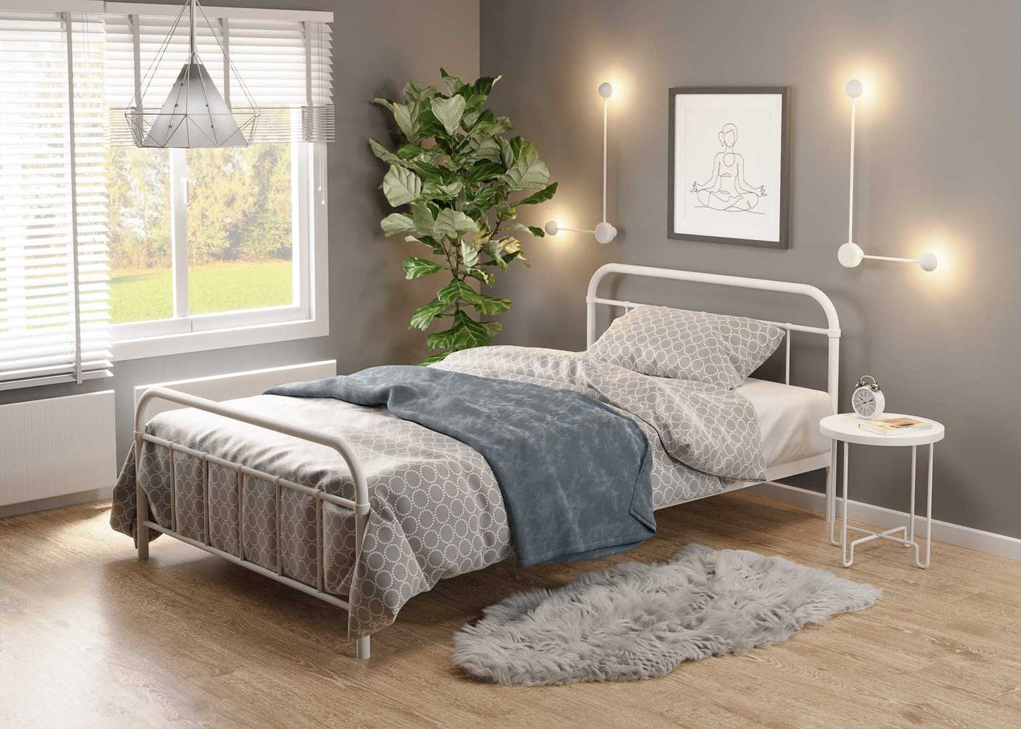 Single Bed Montreal | size: Length: 209cm, Width: 124cm, Height: 93cm | color: White | image: 1 | variant: 1003416