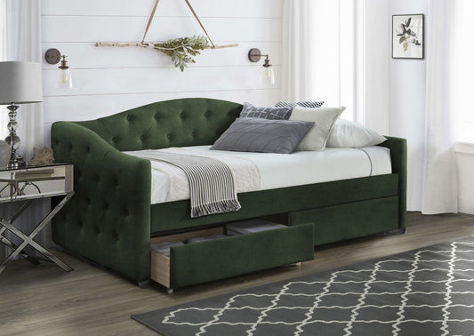 Single Bed Munich | size: Length: 221cm, Width: 98cm, Height: 93cm | color: Green | image: 1 | variant: 1003427