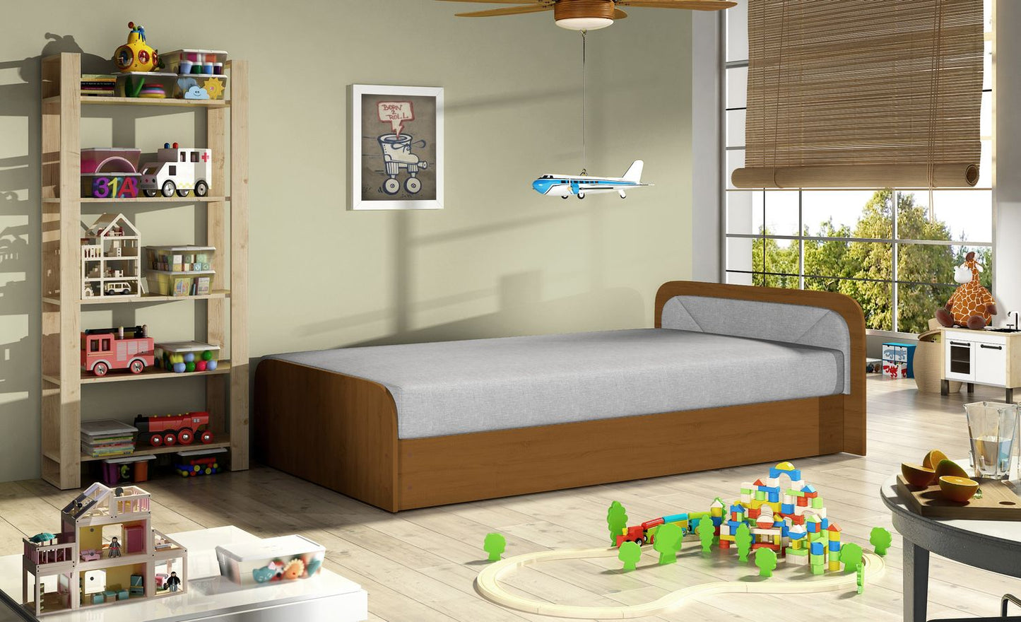 Single Bed Parys | size: Length: 195cm, Width: 90cm, Height: 55cm | color: Sawana | image: 1 | variant: 1010463