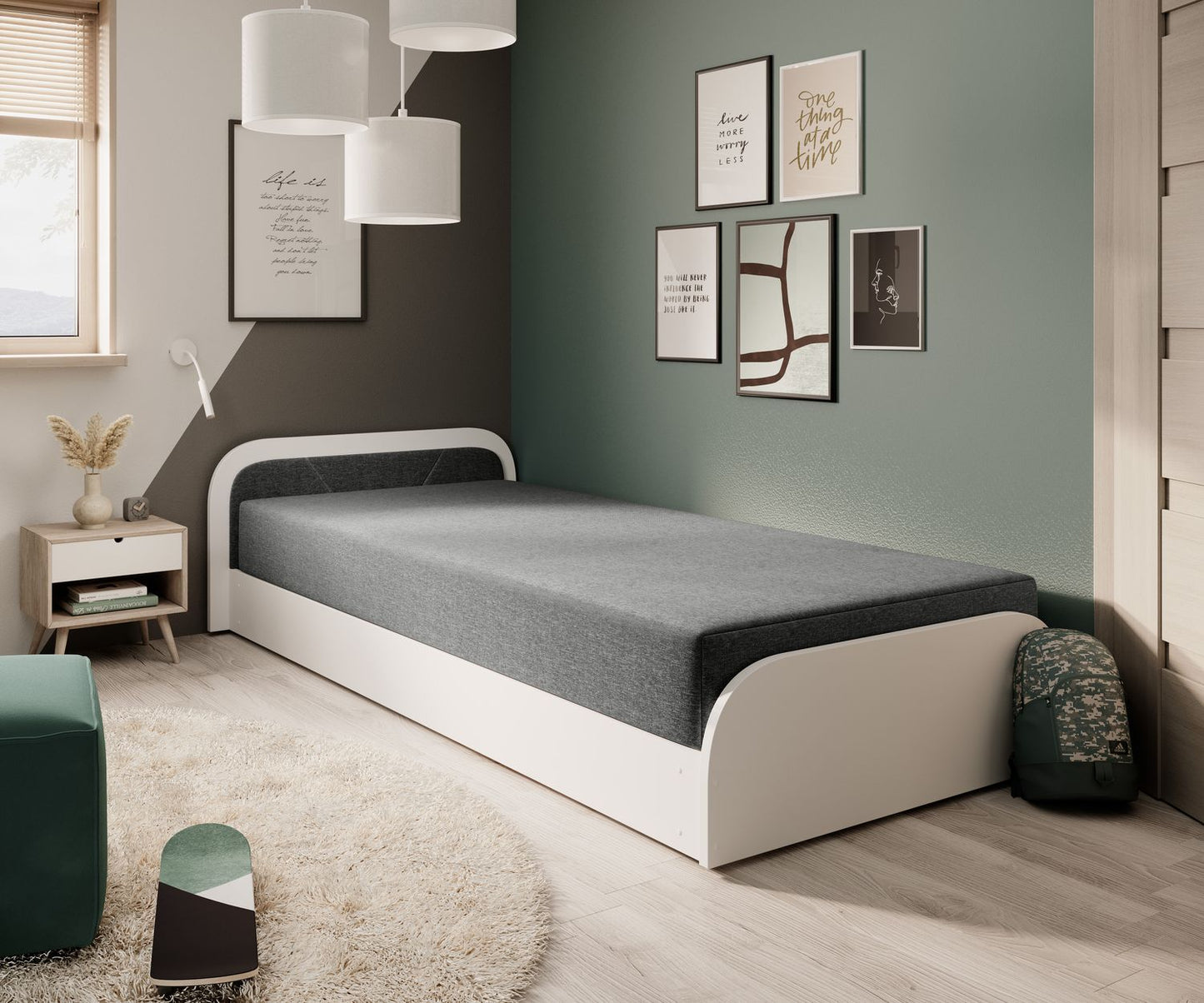 Single Bed Parys W | size: Length: 195cm, Width: 90cm, Height: 55cm | color: Sawana | image: 1 | variant: 1010451