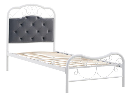 Single Bed West Caerleon | size: Length: 209cm, Width: 92cm, Height: 115cm | color: White/Grey | image: 1 | variant: 1007413