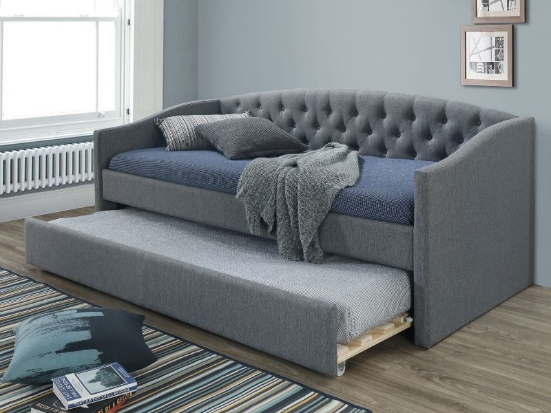 Single Bed West Vienna | size: Length: 214cm, Width: 100cm, Height: 92cm | color: Gray | image: 2 | variant: 1007604