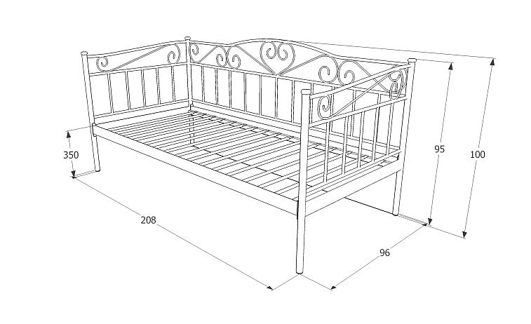 Single Bed Wickford | size: Length: 208cm, Width: 96cm, Height: 100cm | color: White | image: 3 | variant: 1004576