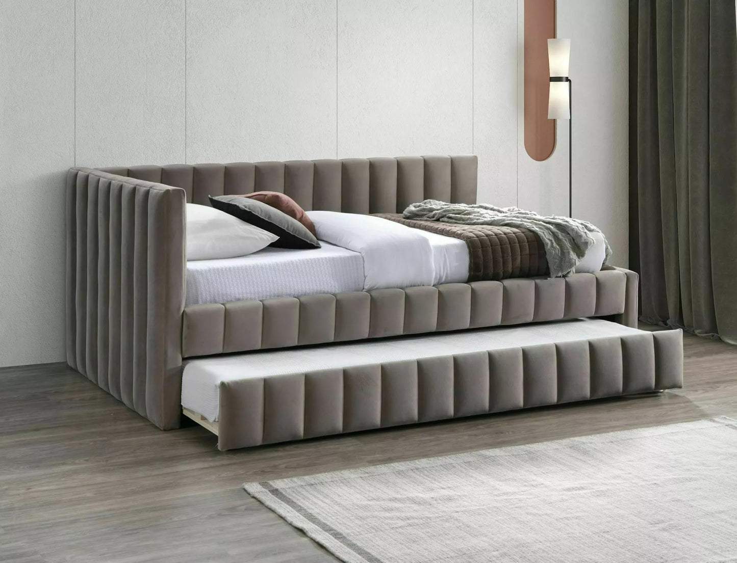 Single Bed Widnes | size: Length: 216cm, Width: 133cm, Height: 95cm | color: Beige | image: 1 | variant: 1004578