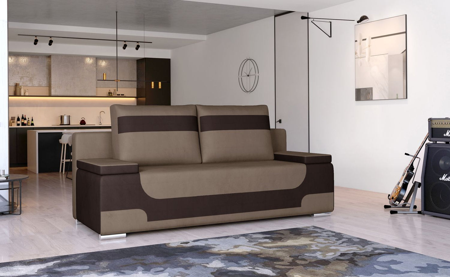 Sleeper Sofa Area 13 | size: Width: 92cm, Height: 73cm, Depth: 200cm | color: Monolith | image: 1 | variant: 1017157