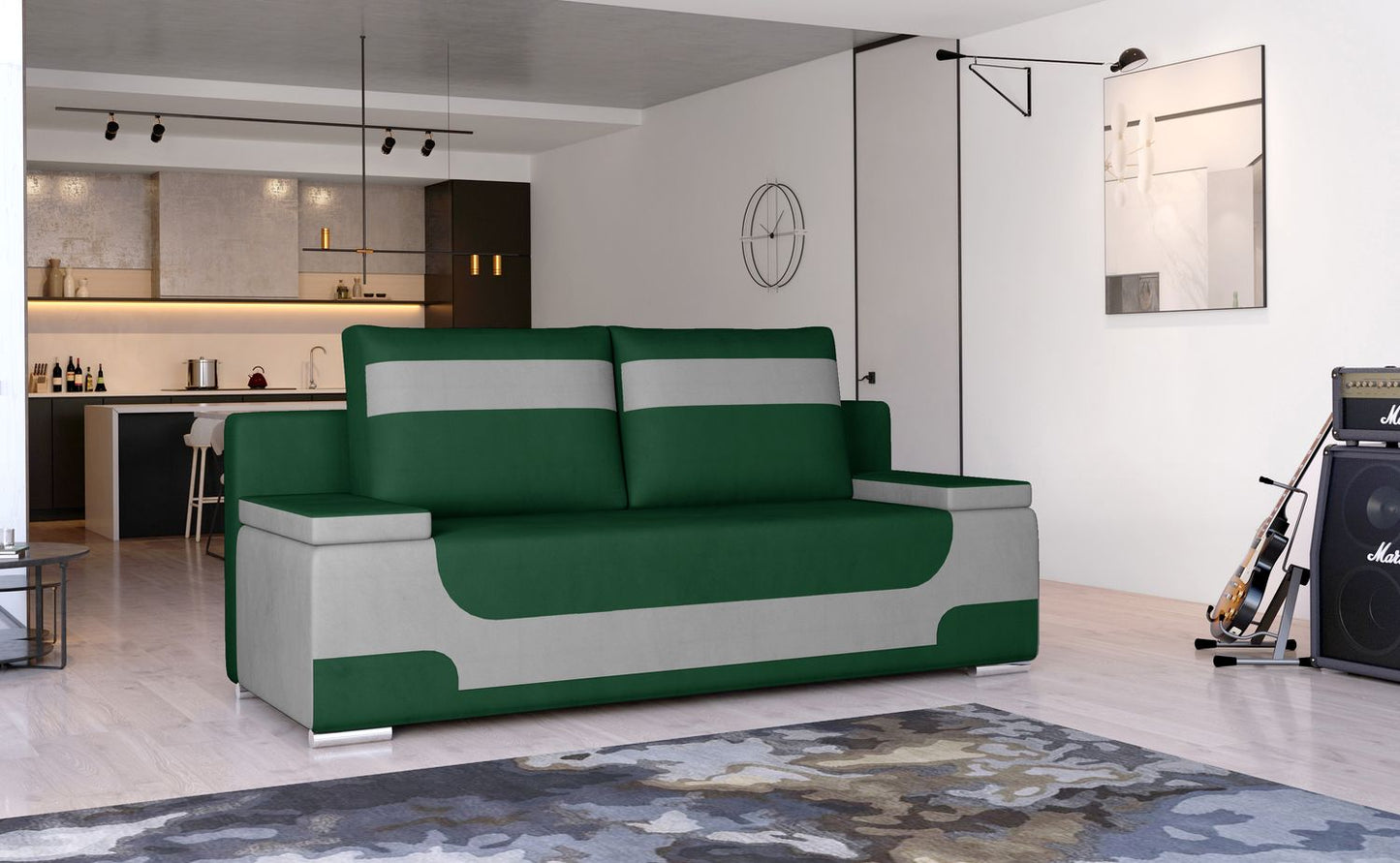 Sleeper Sofa Area 14 | size: Width: 92cm, Height: 73cm, Depth: 200cm | color: Monolith | image: 1 | variant: 1017158