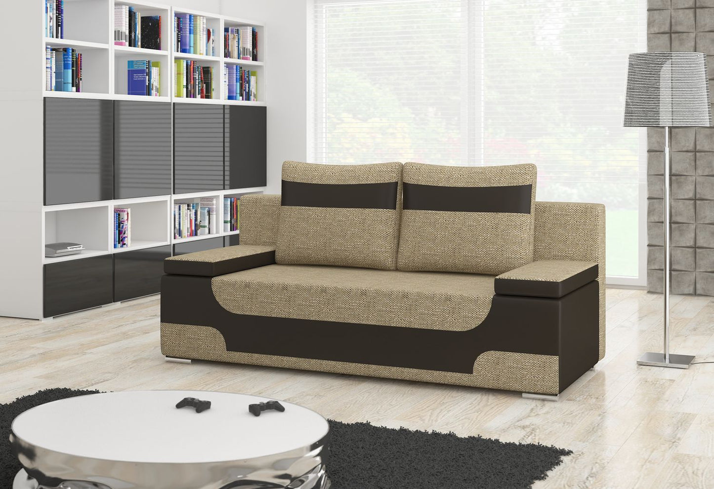 Sleeper Sofa Area 6 | size: Width: 92cm, Height: 73cm, Depth: 200cm | color: Berlin/Soft | image: 1 | variant: 1017150