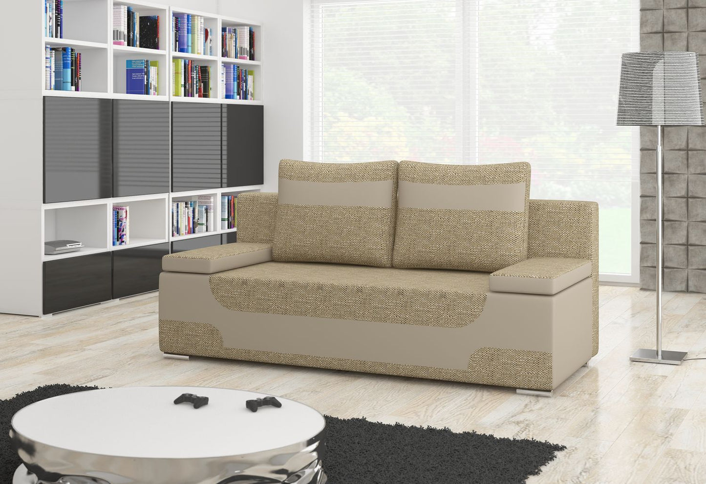 Sleeper Sofa Area 7 | size: Width: 92cm, Height: 73cm, Depth: 200cm | color: Berlin/Soft | image: 1 | variant: 1017151
