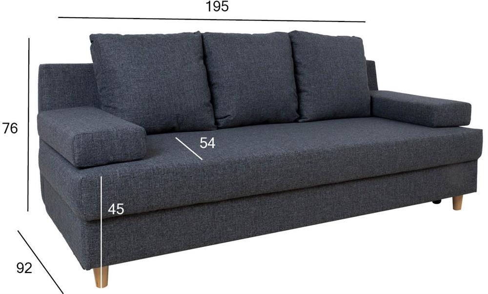 Sleeper Sofa Boston | size: Width: 195cm, Height: 76cm, Depth: 92cm | color: Gray | image: 6 | variant: 1000290