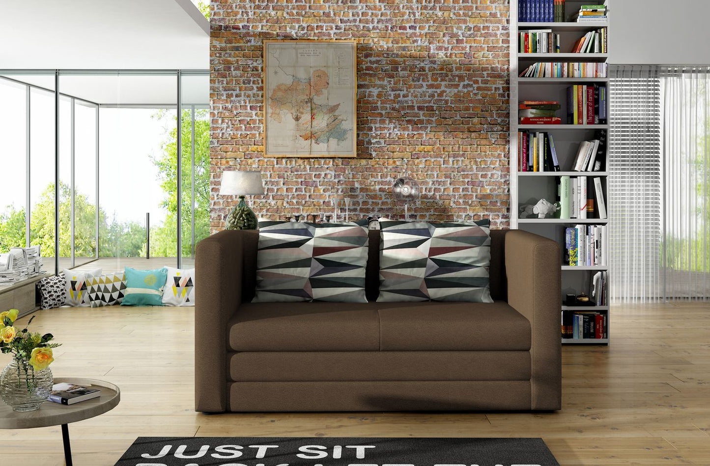 Sleeper Sofa East Horncastle 1 | size: Width: 132cm, Height: 65cm, Depth: 67cm | color: Brown | image: 1 | variant: 1015022