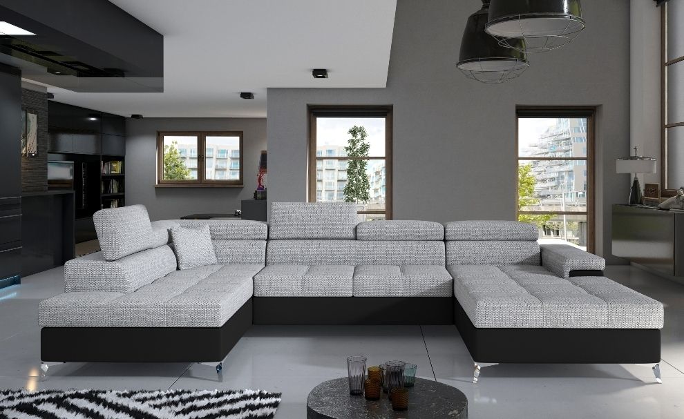 Sleeper Sofa Eduardo | size: Width: 345cm, Height: 90cm, Depth: 202cm | color: Black/Grey | image: 0 | variant: 1001097
